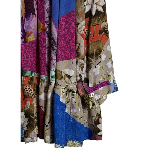 Conditions Apply Risa Patchwork Boho Blouse Tiered Button Front Women’s Size 3X - Picture 7 of 9